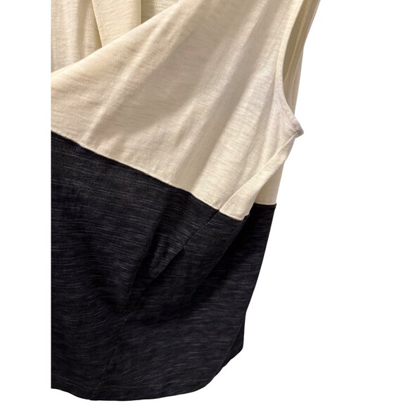 T By Talbots Womens Sleeveless Open Front Color Block Vest 2X Black & Cream - Picture 8 of 11